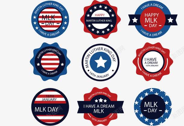 馬丁·路德·金紀(jì)念徽章設(shè)計(jì) 平面電商創(chuàng)意與配色素材解析